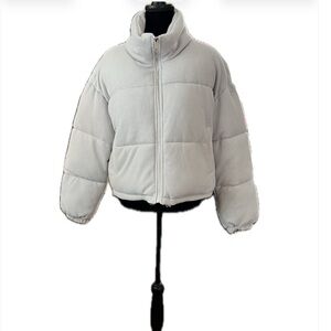 NWT Anthropologie Light Grey Corduroy Puffer Jacket